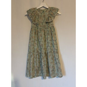 Gingersnaps Dress 6Y Floral Green Long Maxi Aline Ruffles Boho